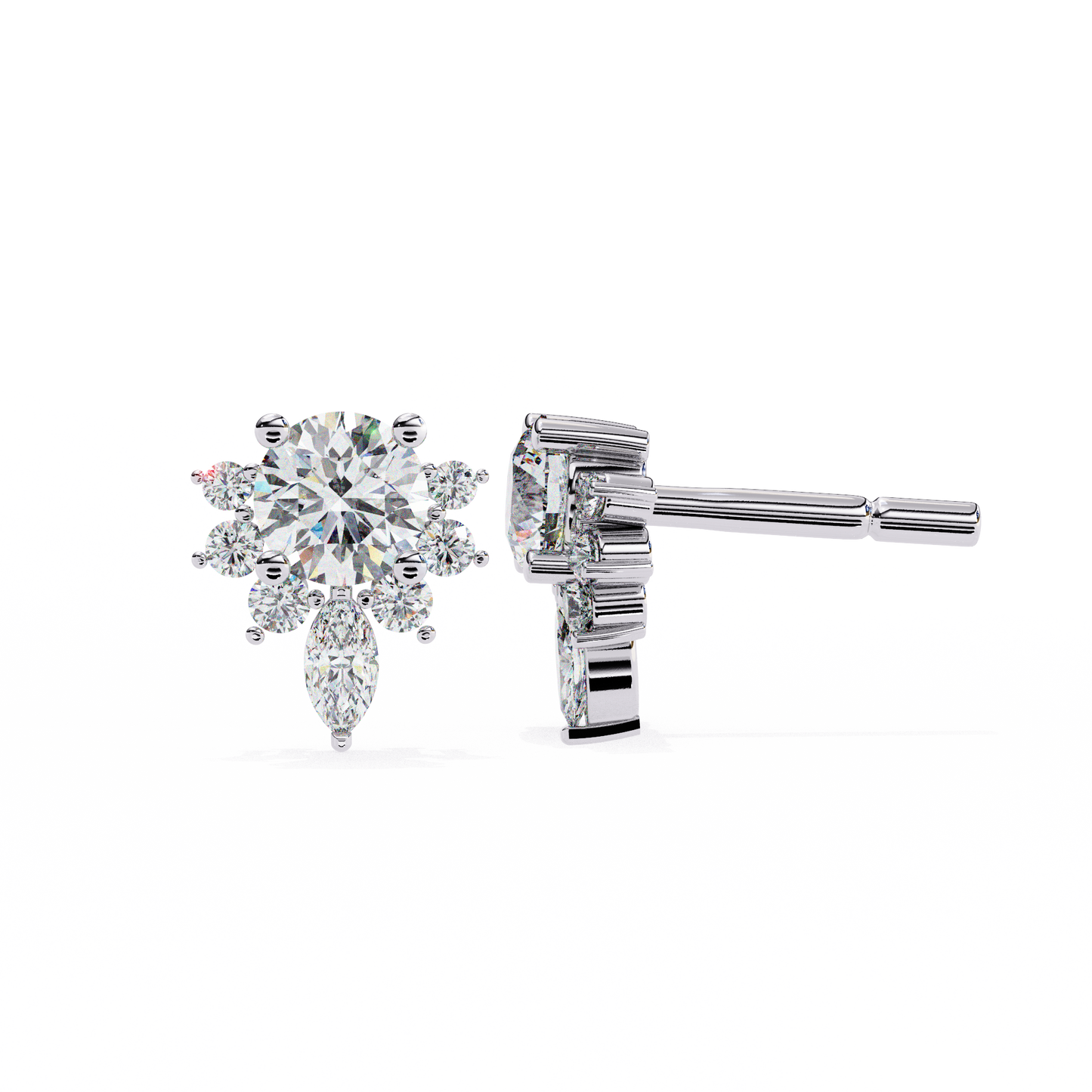 Florquise Halo Solitaire Studs