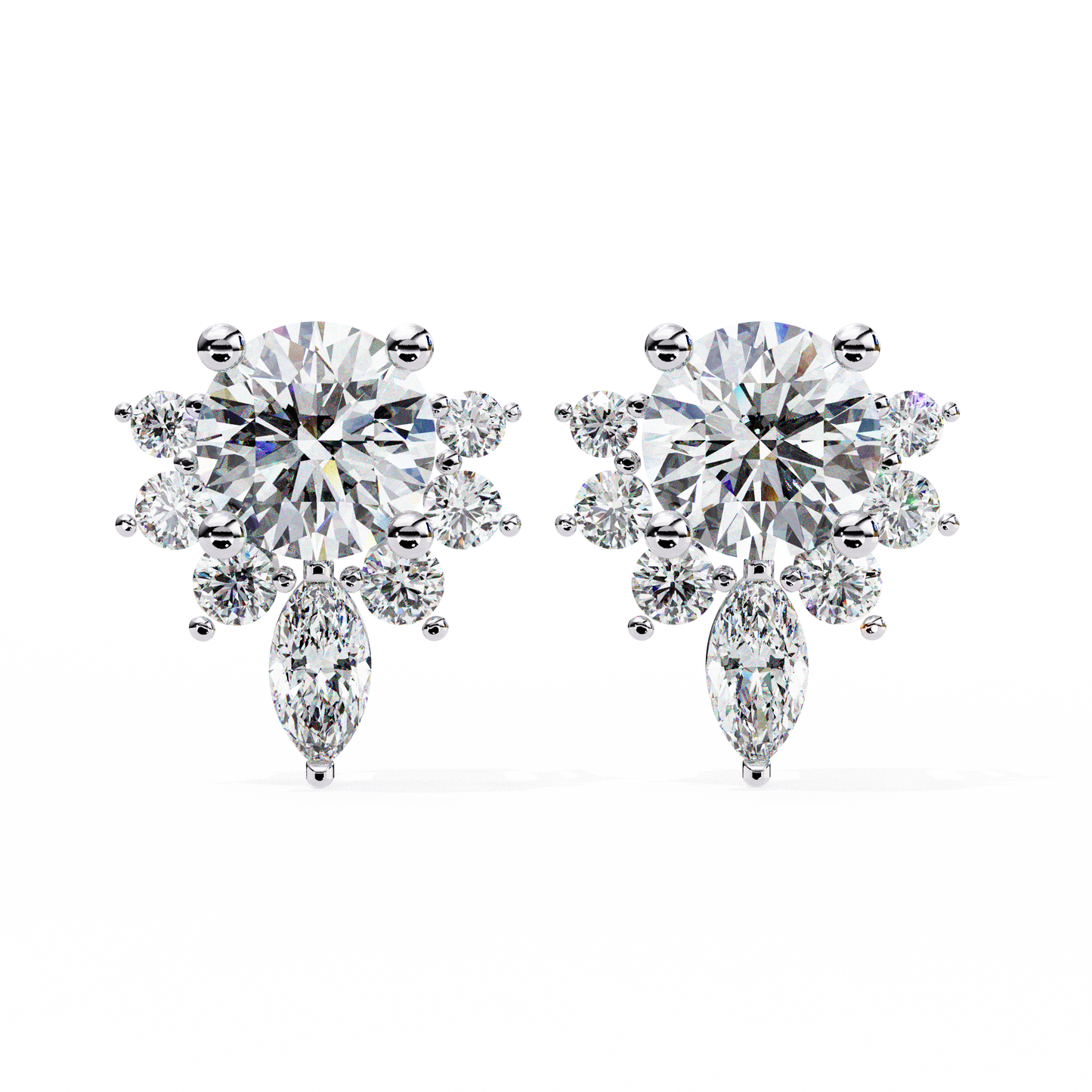Florquise Halo Solitaire Studs