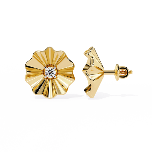 Golden Bloom Solitaire Studs