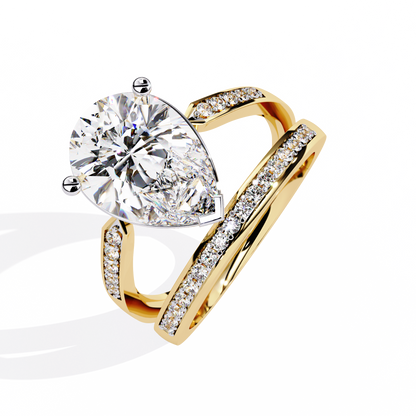 Pear Fusion Solitaire Ring