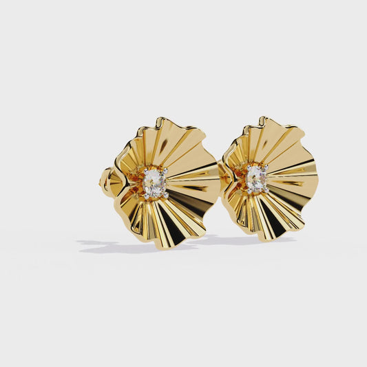 Golden Bloom Solitaire Studs